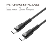 CABLE TRENZADO DE NAILON DURA SPEED DE 65W TIPO C EN AMBOS LADOS DE 1.8M NEGRO ARGCB0047